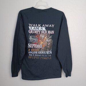 Walk Away I Am A Grumpy Old Man  I Was Born- In September Men's Shirt L Black